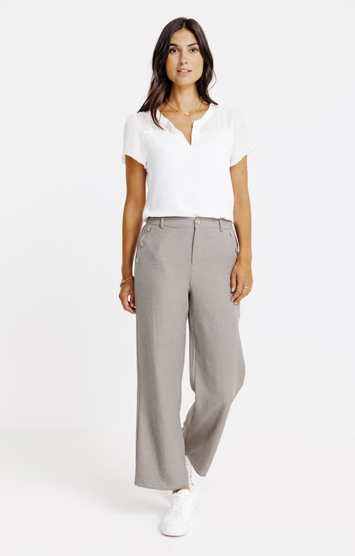 Pantalon city coupe large bouton coco