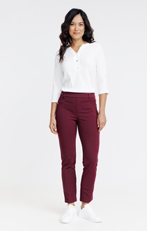 Pantalon slim bouton fleur