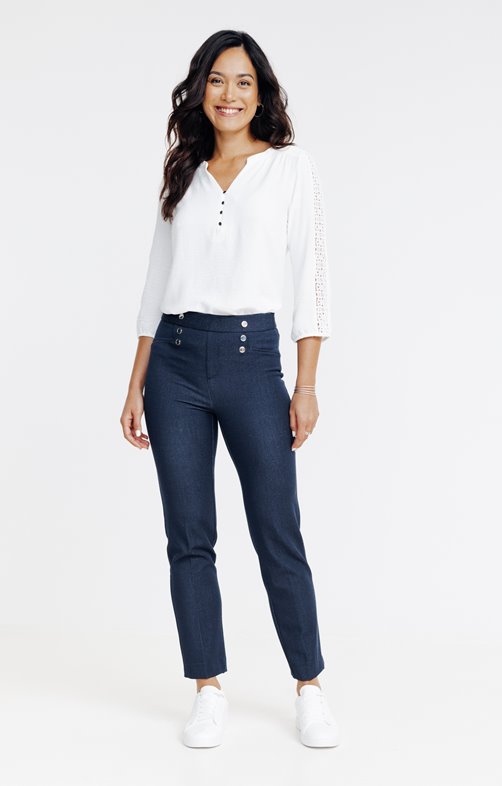 Pantalon tregging denim pressions