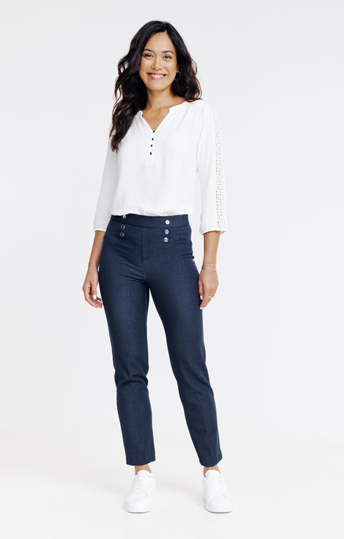 Pantalon tregging denim pressions