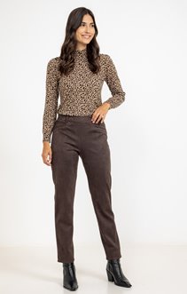 Pantalon tregging en suédine et piping