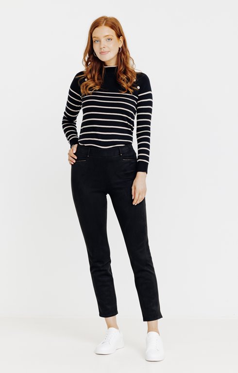 Pantalon tregging en suédine et piping