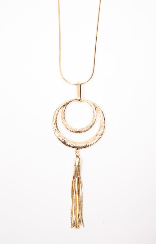 Sautoir pendentif cercles et strass