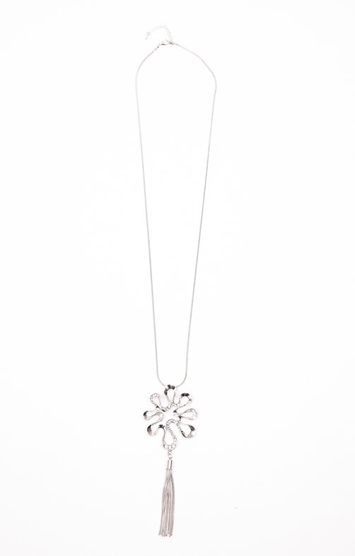 Sautoir pendentif torsade et pompon