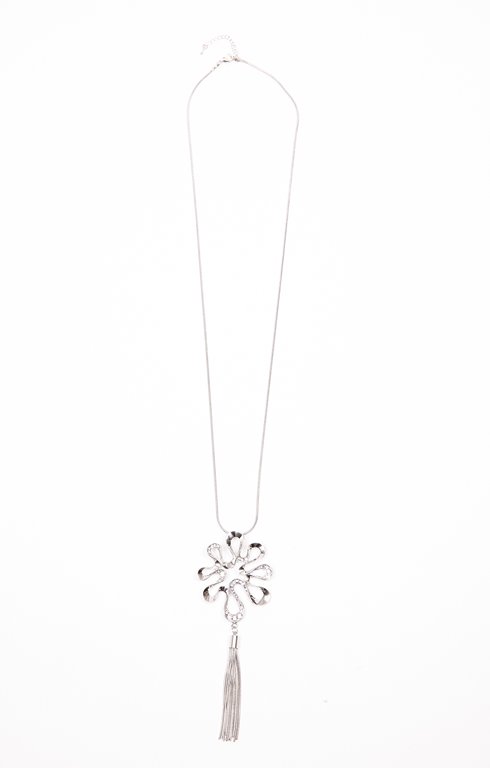 Sautoir pendentif torsade et pompon
