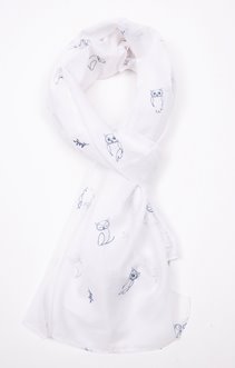 Grand foulard uni imprimé hiboux
