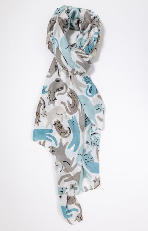 Grand foulard imprimé chats