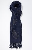 Foulard uni chaud ginkgo à strass