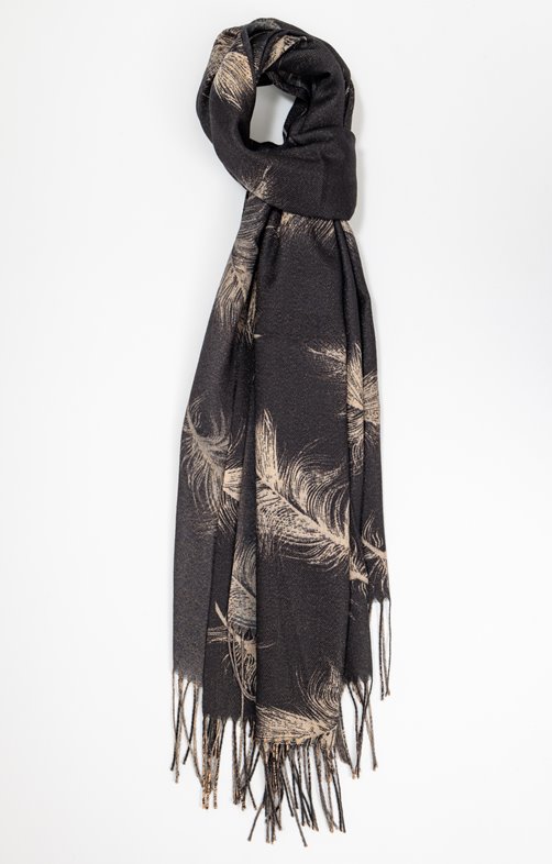 Foulard jacquard léger motif plumes