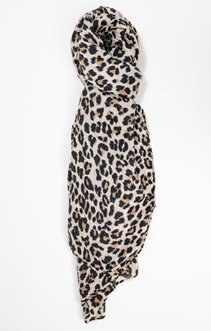 Grand foulard semi-léger plissé léopard