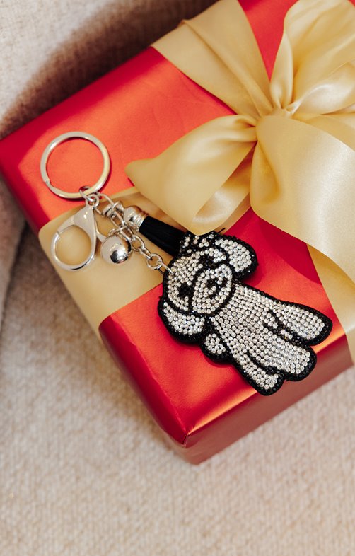 Porte-clé chien à strass