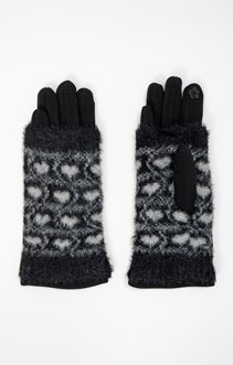 Gants mitaines tactiles motif coeur