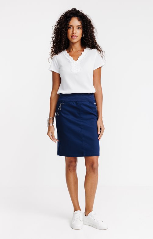 Jupe en coton avec ceinture maille