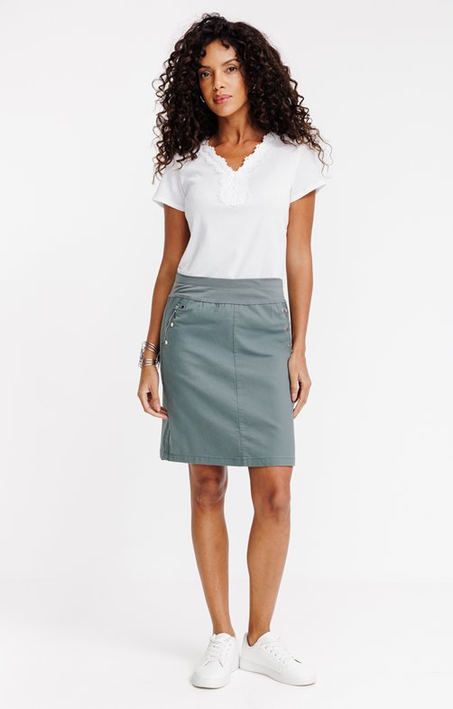 Jupe en coton avec ceinture maille