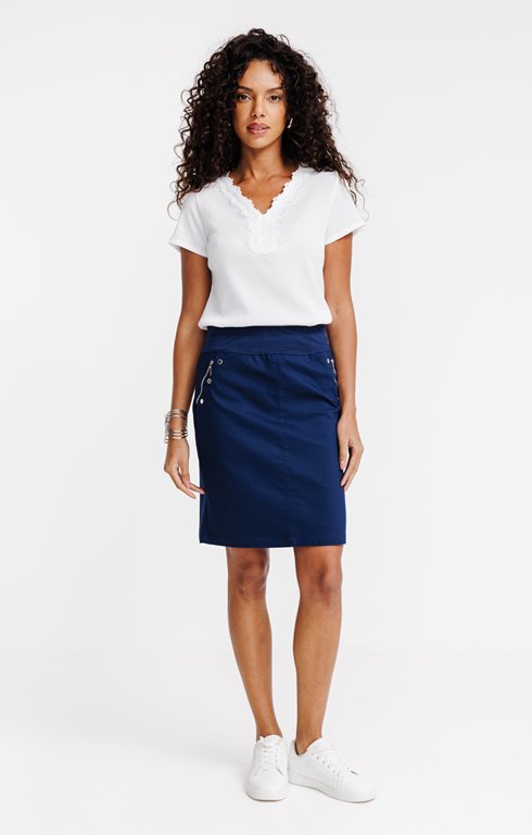 Jupe en coton avec ceinture maille