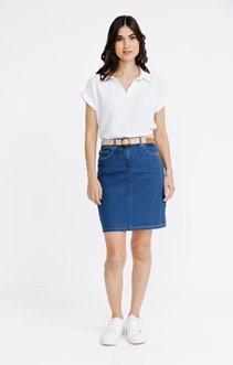 Jupe en denim genoux et ceinture