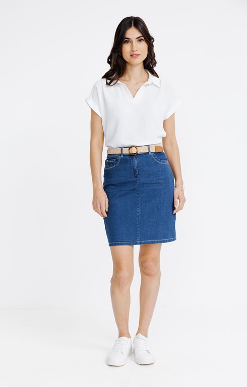 Jupe en denim genoux et ceinture