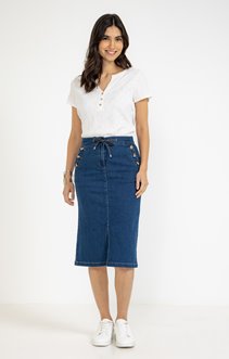 Jupe midi en denim stone
