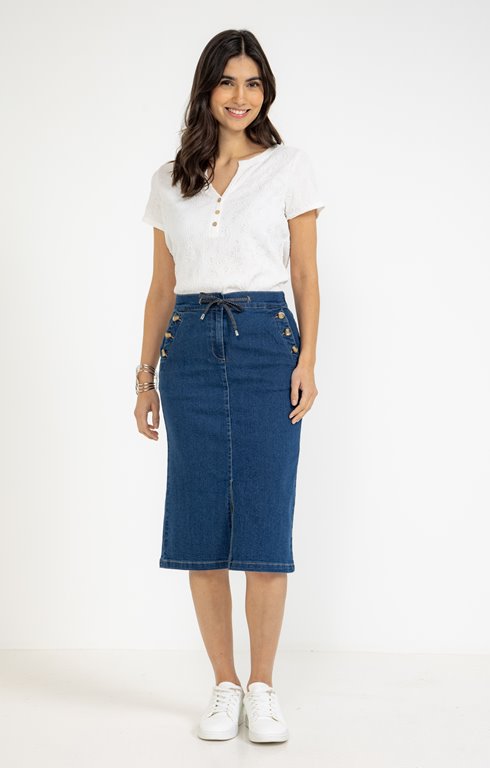 Jupe midi en denim stone