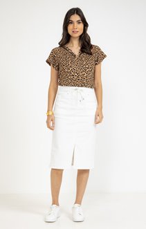 Jupe midi en coton viscose