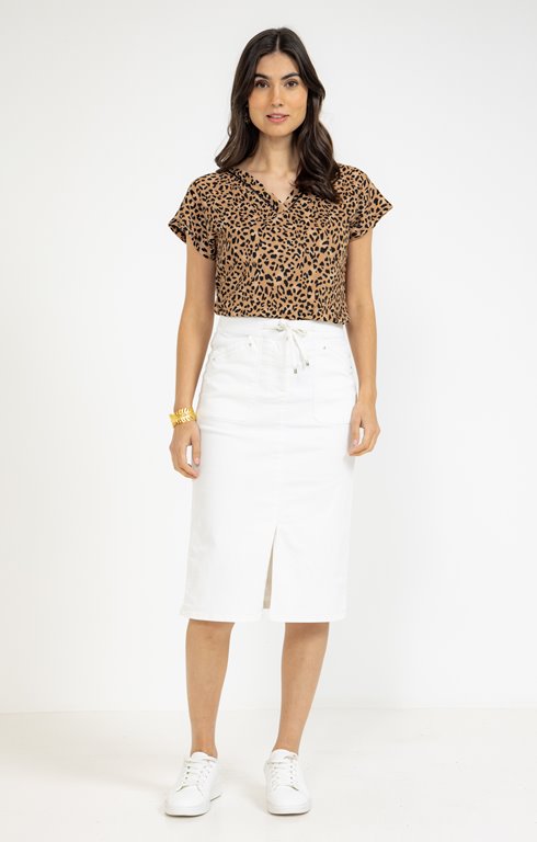 Jupe midi en coton viscose