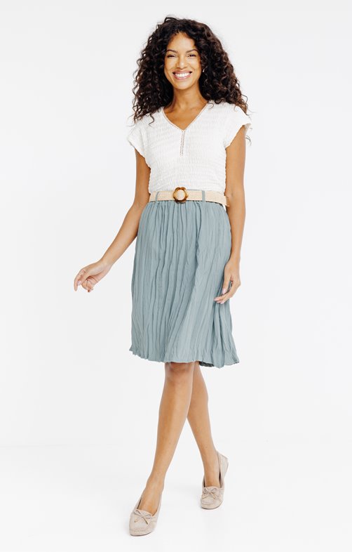 Jupe midi, froissée