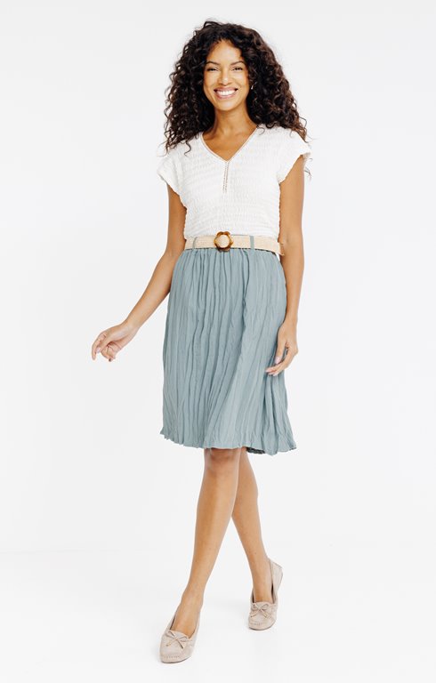 Jupe midi, froissée