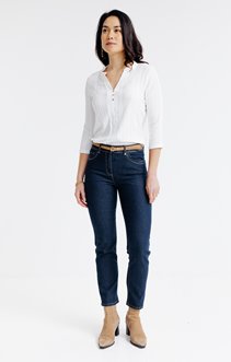 Pantacort denim broderie lurex