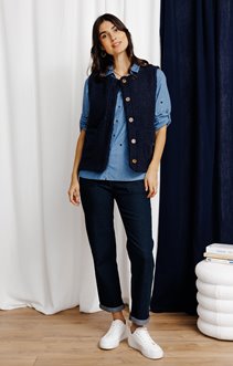 Pantalon jogging denim avec revers