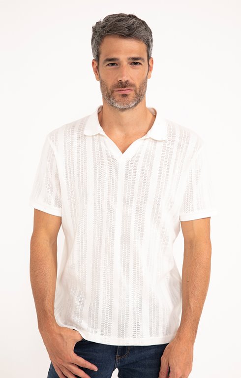 Pull col polo manches courtes Ajoure