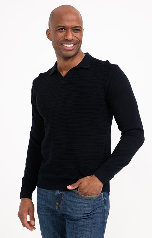 Pull col polo jacquard Fancy