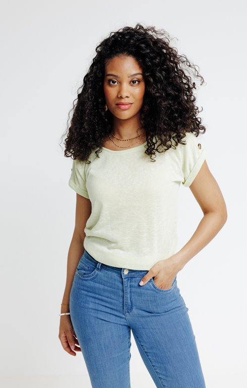 Tee-shirt uni avec boutons épaules