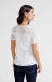 Tee-shirt uni dentelle manches courtes
