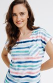 Tee-shirt col rond rayures imprimées 