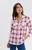 Chemise à carreaux manches 3/4 