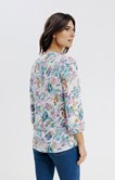 Blouse col froufrou imprimé à fleurs
