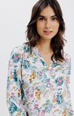 Blouse col froufrou imprimé à fleurs