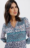 Blouse col mao imprimée boutons nacrés