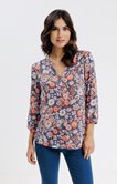 Blouse imprimée col mao boutons nacrés
