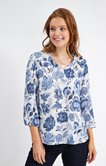 Blouse imprimée col v avec froufrou