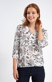 Blouse col v avec piping argent