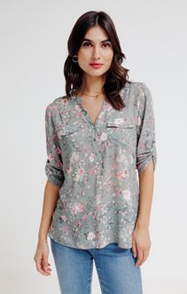 Blouse imprimée avec poches à rabats