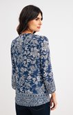 Blouse col froufrou imprimé placé