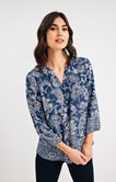 Blouse col froufrou imprimé placé