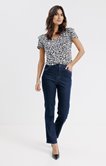 Pantalon jean droit 3 strass poches