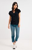 Pantalon jean slim avec liseré rayé