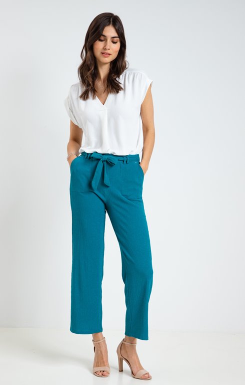 Pantalon en maille plissée