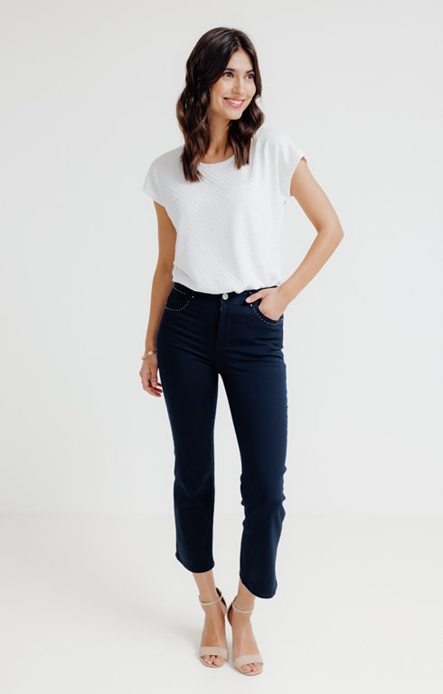 Pantacourt bootcut en coton