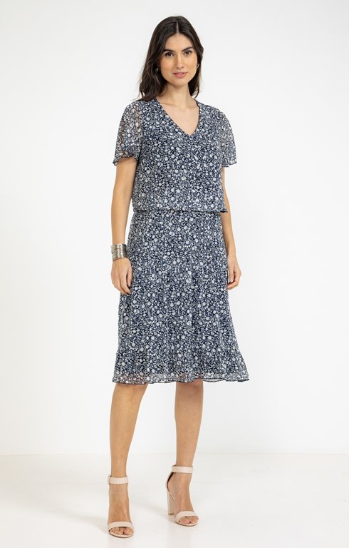 Robe effet 2-en-1 en voile imprimé