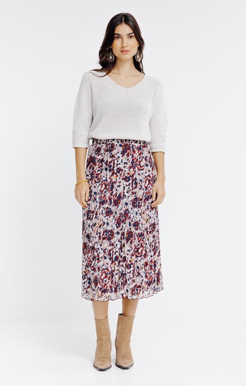 JUPE FROISSEE LONGUE IMPRIMEE DOUBLEE